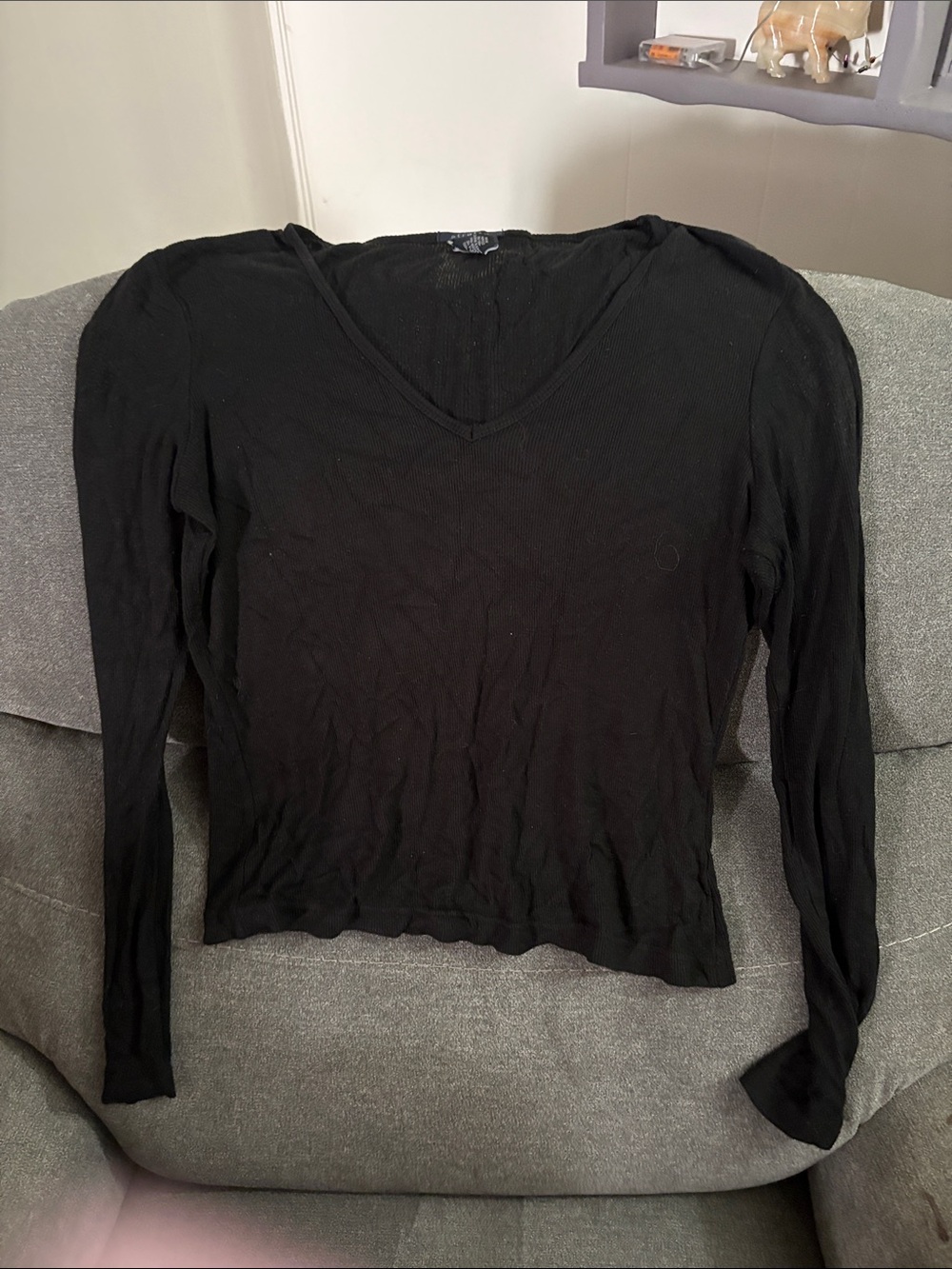GAP Black V-Neck Long Sleeve Top